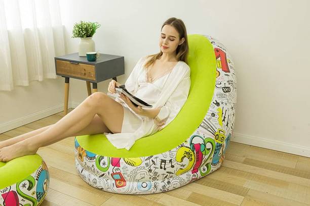 GTC Inflatable Air Chair with Footstool Vinyl 1 Seater Inflatable Sofa