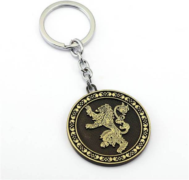 RVM Toys Game of Thrones House Lannister Hear Me Roar Metal Keychain Golden Key Chain for Car Bike Men Women Key Ring Key Chain