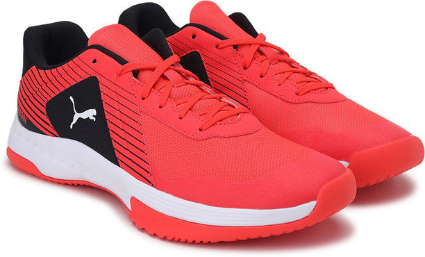 red colour puma shoes