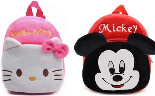 Zoi Mickey & Hello Kitty Soft Toy School Bags for Kids Plush Bag Plush Bag
