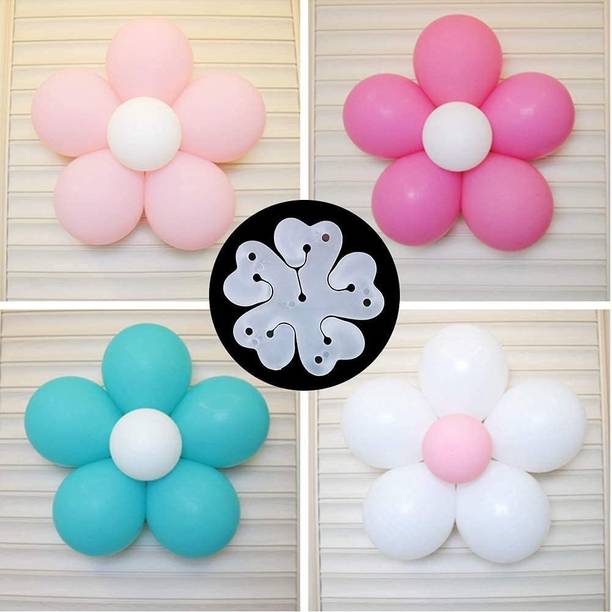 haven's treasure Solid Reusable 42 Pcs Flower Shape Balloon Clips Holders Sticker for Kids Birthday Shower Decorations Wedding Party Supplies Twister