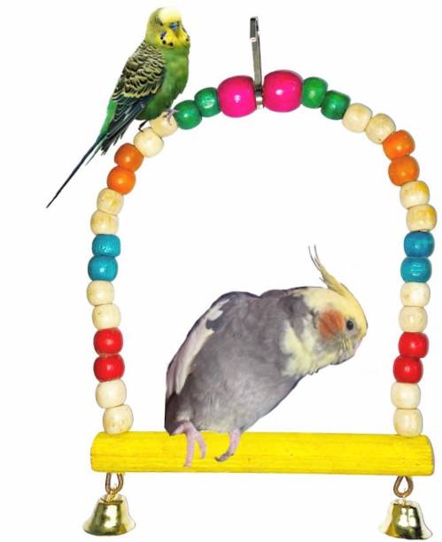 Wriddhi Natural Wood Hanging Swing Toy for Small & Medium Birds Wooden Perch, Training Aid, Stick For Bird Bird Play Stand