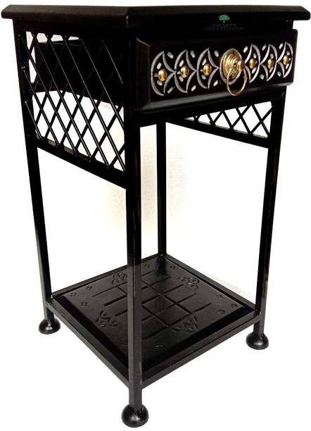 Smarts collection Wrought Iron Bedside Table/End Table/Sofa Side Table/Corner Table with Drawer Storage Attractive Look for Bedroom, Living Room and Office Decoration Metal Side Table