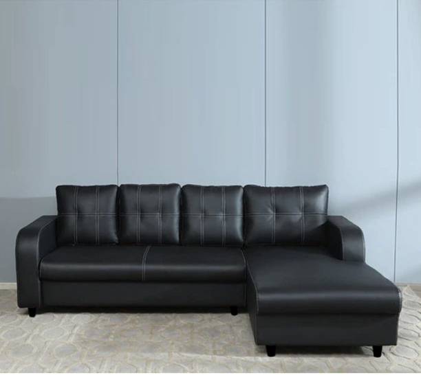 CHANDRIKA ENETERPRISES Leatherette 3 + 2 BLACK Sofa Set