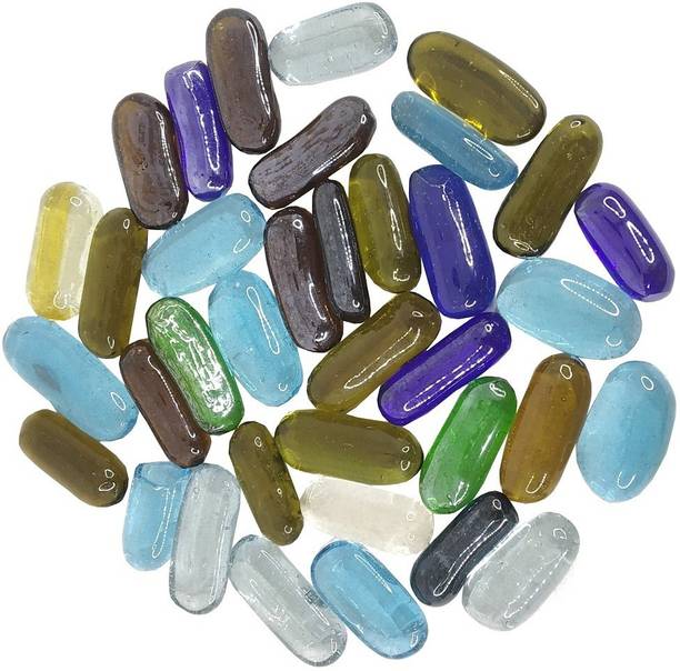Uniqon (250 Gram) Multicolor Marbles Aquarium Pebbles/gravels/stone/beads for Aquarium, Table, Vase, Fountain,vase Fillers, Glass Gems Stone,table Scatter, Landscaping_fish Tank Party Decoration Crystal Rocks Polished Rectangular Rock Stone