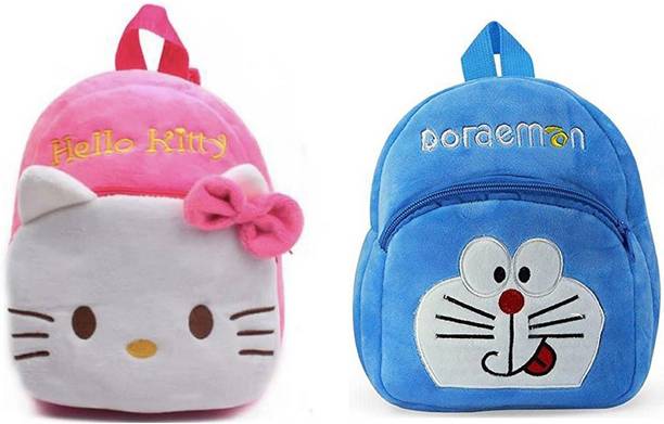 KIDBIRD Soft Material School Bag For Kids Plush Backpack Cartoon Toy | Children's Gifts Boy/Girl/Baby/ Decor School Bag For Kids(Age 2 to 6 Year) Hello Kitty & Doramon ( Multicolor) Backpack