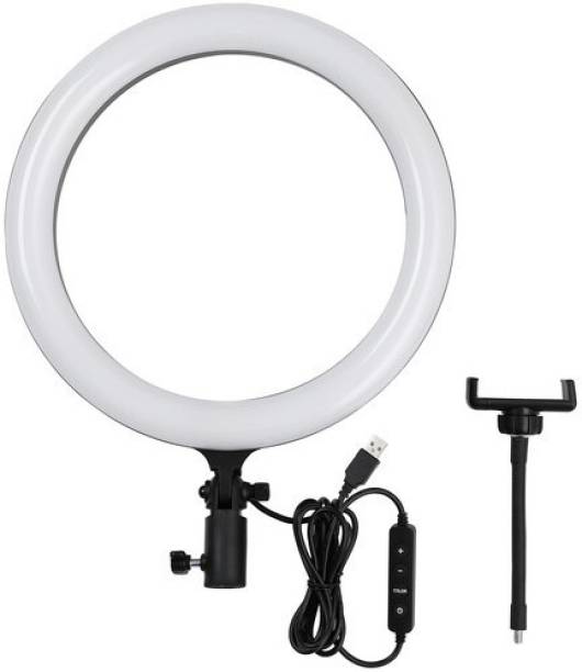 SheelaGoods LED Ring Light For Professional Video Creators on YouTube and Instagram, Short Film Creators also use it for lightning effect during Shoots. Three Color LED RINGLIGHT with Adjustable Brightness, With Diameter of 10" Inches Ring Flash