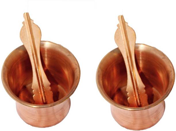 PUCHCHI Pure Copper panchapatra panchapali Set- 2(Size-2) Copper Kalash