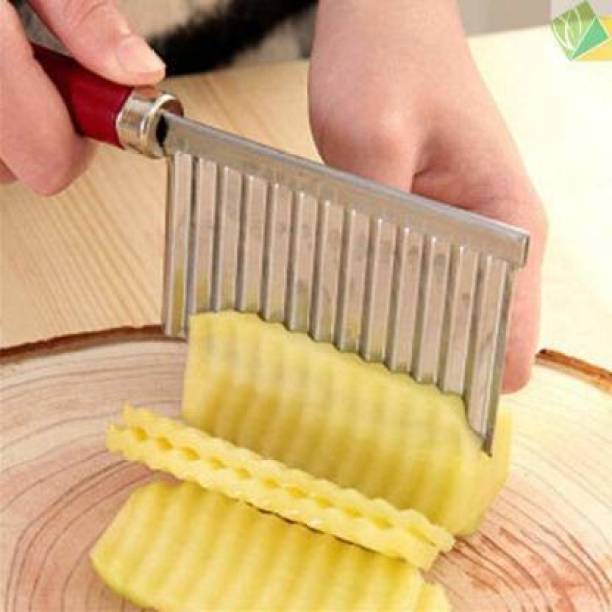 Valashiv Stainless Steel Crinkle Cut Knife-105 Vegetable Potato Chip Cutter with Wavy Blade Cutter/Fruit &amp; Salad Designer Cutting Knife Stainless Steel, Plastic Knife (Pack of 1) Vegetable &amp; Fruit Slicer
