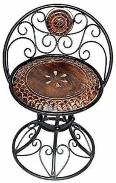 PR Arts wooden and iron beautiful handmade chair Solid Wood Outdoor Chair (Black, Brown, Pre-assembled) Bamboo Cafeteria Chair