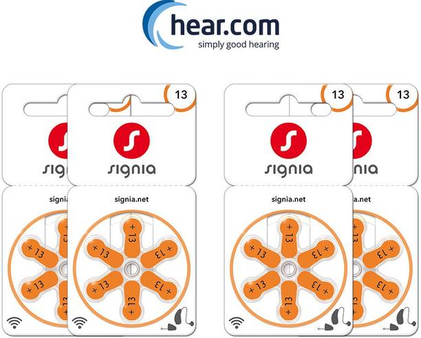Signia Hearing Aid Battery Size 13- Pack of 24 Batteries with Hea
