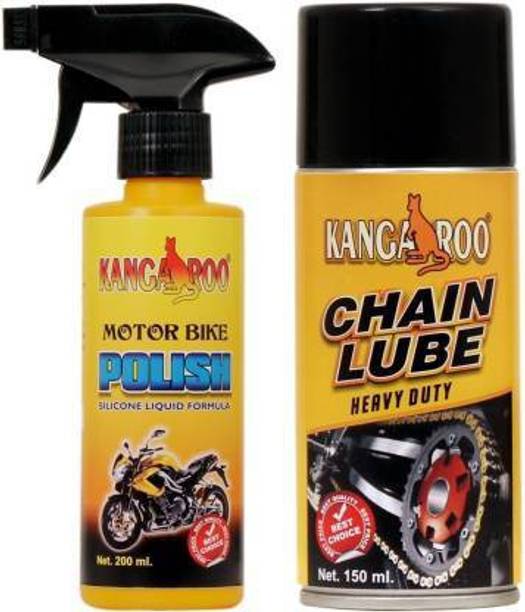 KANGAROO CHAIN LUBRICANT SPRAY & MOTORBIKE POLISH COMBO Motor Bike Polish , Chain Lube and Chain Cleaner Chain Oil