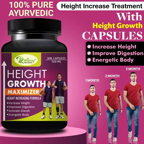 Riffway Height Growth Maximizer Organic Capsules For Proven To Work For All Age Groups Specially In Teenage Years 100% Ayurvedic