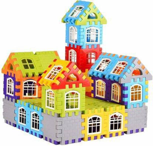 Livic Home 75+ pcs House Building Blocks with Attractive Windows Set Construction Puzzles Activity Game for Kids Toys for Boys, Girls, Children for 2,3,4,5,6,7+ Years - House Building Block