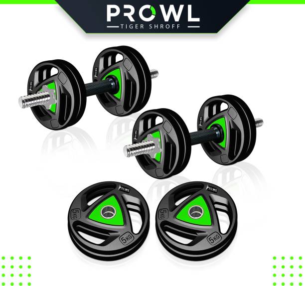 PROWL Professional Metal Integrated Rubber Weight Plates (5 KG x 4 = 20 KG) Adjustable Dumbbell