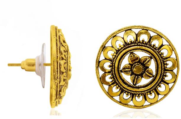 SHAAJ New Design Golden Round Shape Tops/Earrings For Women/Girls Golden Earrings Metal Stud Earring