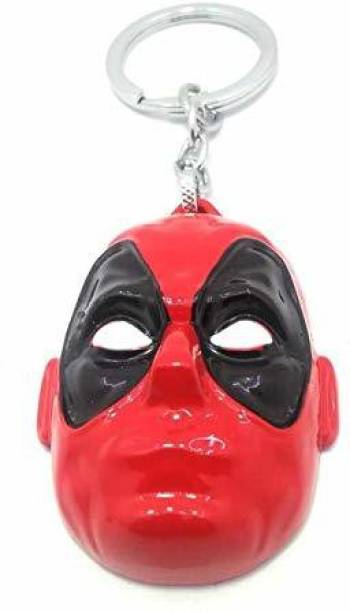 RVM Toys Deadpool Keychain Face Mask Superhero Red Black Metal Keychain for Car Bike Men and Women Key Rings Key Chain