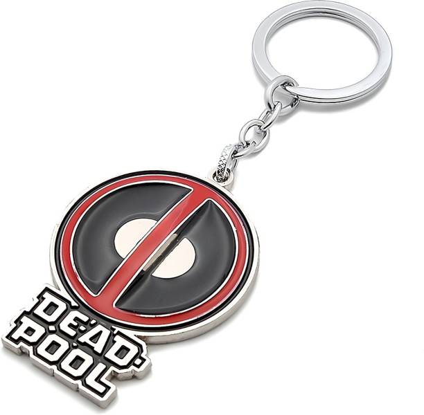 RVM Toys Deadpool Keychain Metal Red Black Eyes Mask Logo Key Chain for Car Bike Men and Women Key Ring Key Chain