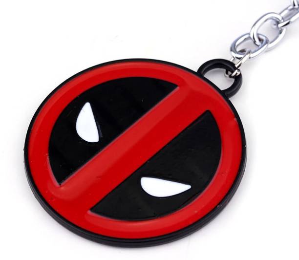RVM Toys Deadpool Keychain Red Black Eyes Mask Metal Keychain for Car Bike Men and Women Key Ring Key Chain