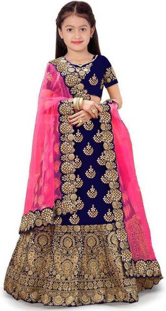 Harshiv Creation Girls Lehenga Choli Ethnic Wear Embroidered Lehenga, Choli and Dupatta Set