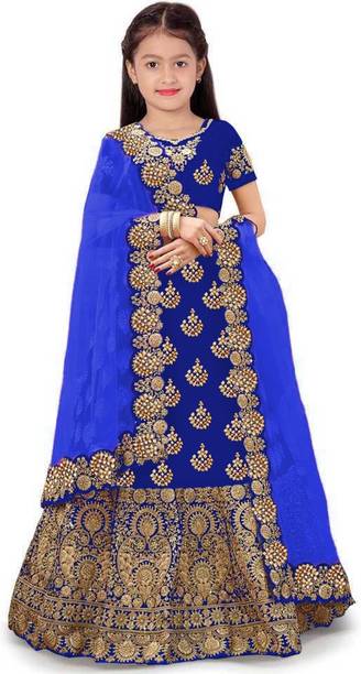 Harshiv Creation Girls Lehenga Choli Ethnic Wear Embroidered Lehenga, Choli and Dupatta Set