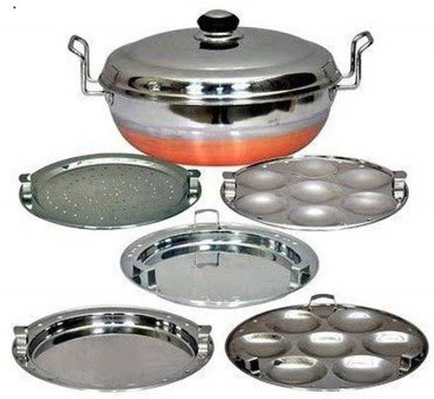 Flipkart SmartBuy Idli maker cooker stainless steel multi Kadhai Multi kadai steamer with Lid Cookware Set  (Stainless Steel, 1 - Piece)