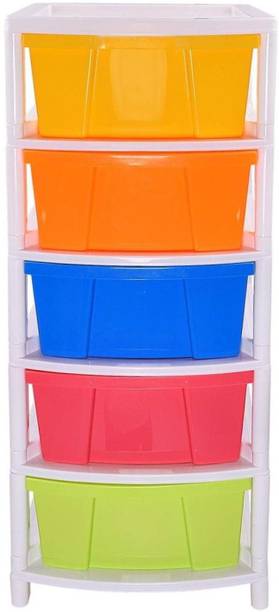 AK HUB Modular 5 Layer Drawer Storage Organizer for Home/Bedroom/Beauty Parlour and Kitchen ( Multicolor ) Plastic Free Standing Cabinet