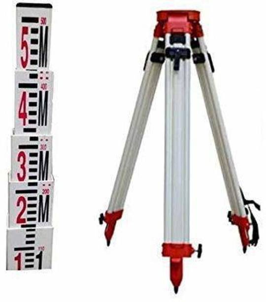ARN ALUMINIUM LEVEL STAND DUEL LOCK DIA CASTING WITH CANVAS COVER & ALUMINIUM LEVEL STAFF Tripod (Silver, Red, Supports Up to 8000 g) Laboratory Tripod Stand