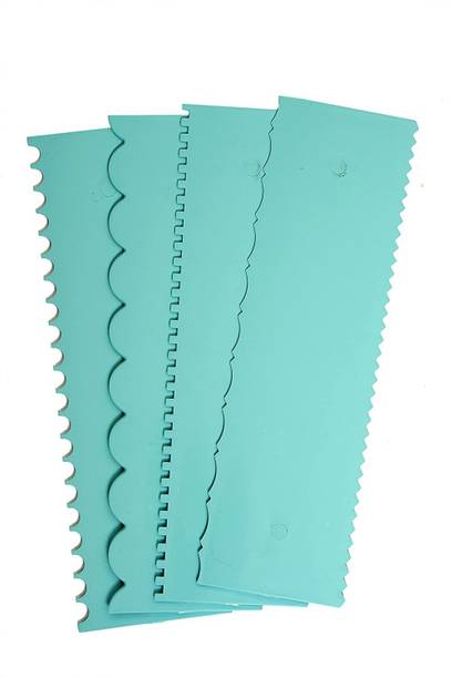 RABBONIX Plastic Tall Cake Scraper For Icing And Decoration 10 inch X 2.6 inch Sky Blue Baking Smoother & Polisher
