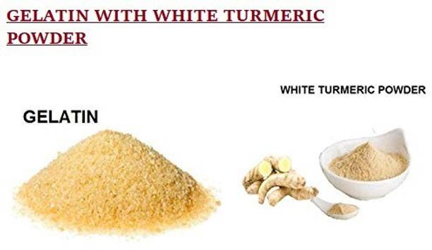 MGBN GELATIN WITH WHITE TURMERIC POWDER (2 IN 1 USES) FOR FACE MASK/HAIR REMOVAL - 25 GM (WITH FACE PACK BRUSH)