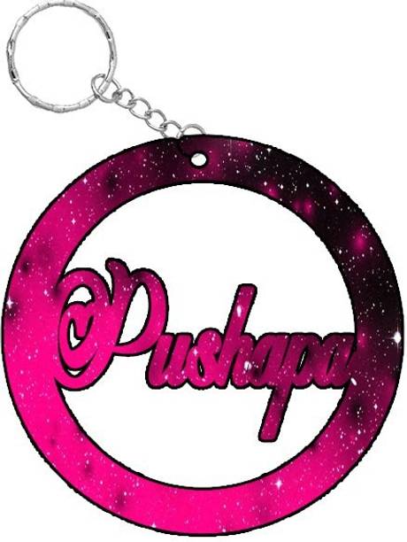 SY Gifts Pushapa Pink Black Glitter Keychain Key Chain