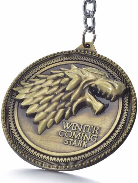 RVM Toys Game of Thrones GOT House Stark Winter Coming Dire Wolf Keychain Head Sigil Metal Bronze Key chain for Car Bike Men Women Key Ring Key Chain