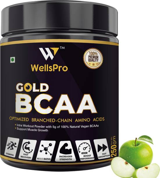 WellsPro Gold BCAA 4:1:1 250g [25 Servings] Muscle Protein Synthesis & Faster Recovery BCAA