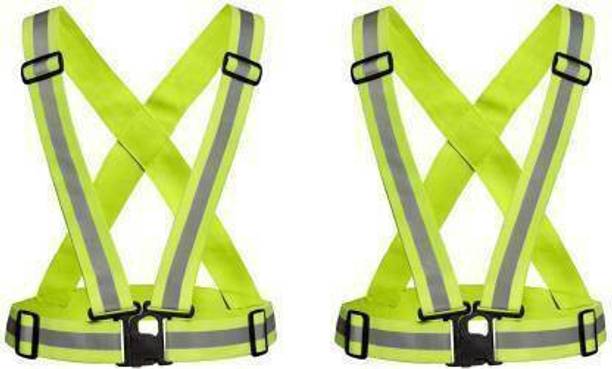 Legion High Visibility Protective Safety Reflective Vest Belt Jacket, Night Cycling Reflector Strips Cross Belt Stripes Adjustable Vest/ night vision belt/ jacket for Outdoor Sports Safety Belt/ Jacket (pack of 2) Safety Jacket