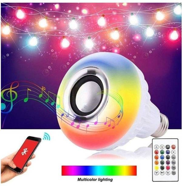 ENMORA Latest Led Bulb With Bluetooth Speaker Music Light Bulb B22 LED White + RGB Light Ball Bulb Bluetooth Bulb Light Bluetooth Control Smart Music Playing Audio Bluetooth Speaker With Remote Control MP3 player Color Changing Speaker Colorful Lamp With Remote Control For Home, Bedroom, Living Room, Party Decoration Smart Bulb 3d Sound Waterproof High Bass Best Sound Quality 16 W Bluetooth Home Theatre 64R66 20 W Bluetooth PA Speaker