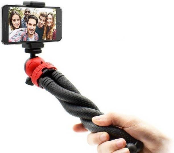 ATSolutions Flexible Gorilla pod Tripod with 360° Rotating Ball Head Tripod for All DSLR Cameras(Max Load 1.5 kgs) &amp; Mobile Phones + Free Heavy Duty Mobile Holder(Black) (12 Inch, Black and Red) 3 Axis Gimbal 3 Axis Gimbal for Camera, Mobile