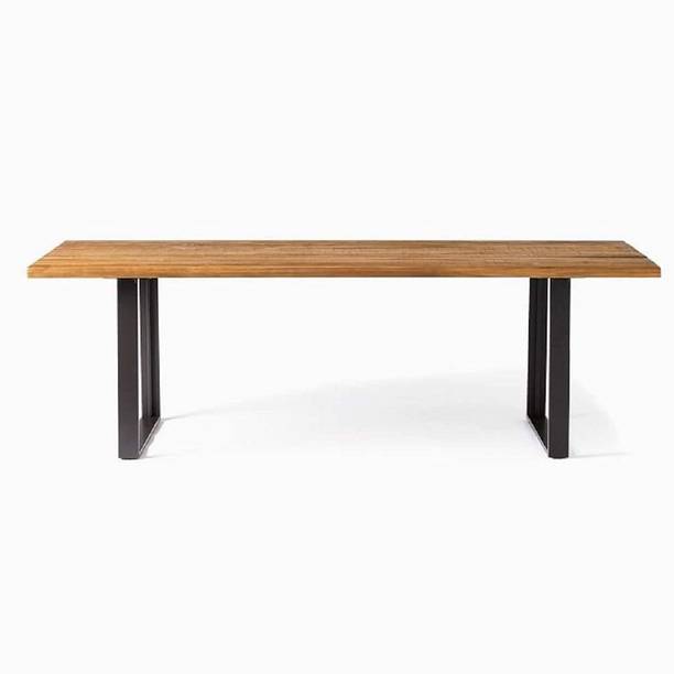 Worldwood Sheesham Wood Iron Frame Multipurpose Wooden Furniture Dining Table for Home Living Room Office Solid Wood 4 Seater Dining Table