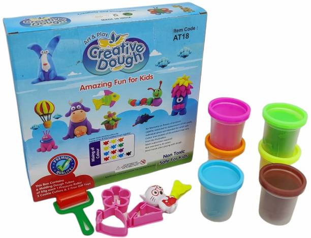FunBlast Colorful Clay for Kids – Creative Activity Clay, Art and Craft Clay & Dough Kit for Children (6 Pcs Clay & Mould)