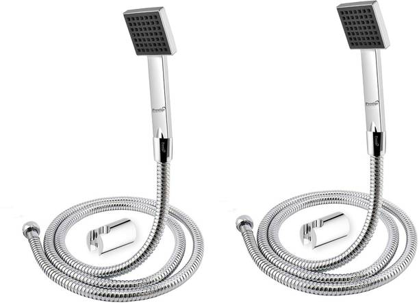 Prestige Square Hand Shower Telephonic with 1mtr SS Shower Tube and Wall Hook Shower Head WALL MOUNT (Pack of 2) Shower Head