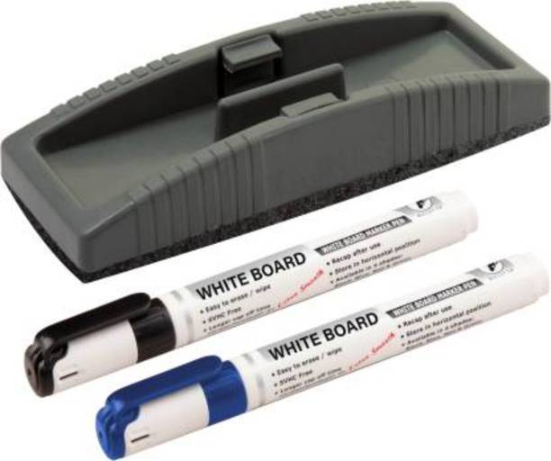 YAJNAS Regular Non Magnetic White Board Duster Whiteboard Eraser for Easy Cleaning of White Board Marker or Chalk Board Writing and 2 Pcs White Board Marker (1 Whiteboard Duster and 2 Marker) Dusters