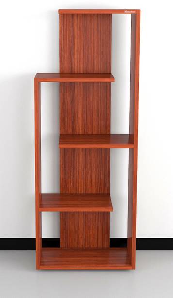 mahaakaay Sumwud Rudrika Rack With 5 Shelf Wooden Decorative Bookcase Space Saving Book Stand Shelves Display Home Decor Color Classic Walnut Engineered Wood Open Book Shelf
