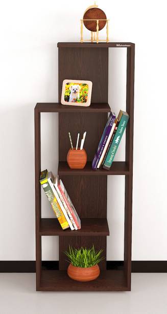 mahaakaay Sumwud Rudrika Rack With 5 Shelf Wooden Decorative Bookcase Space Saving Book Stand Shelves Display Home Decor Color Flowery Wenge Engineered Wood Open Book Shelf