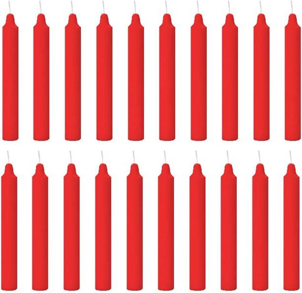 Parkash Candles Chime Candles Set of 20 | Ritual Spell Candle | Unscented (Red) Candle