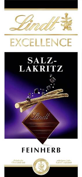 LINDT Excellence SALZ LAKRITZ ( SALT LIQUORICE ) Dark Chocolate Bar Bar