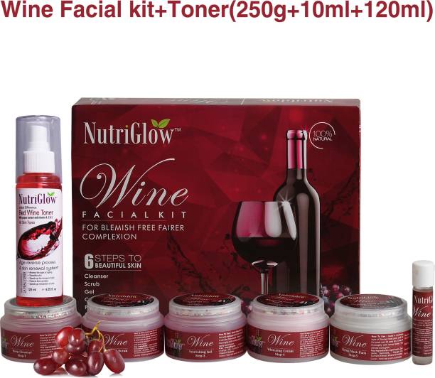 NutriGlow Wine Facial Kit (250g+10ml) & Red Wine Toner (120ml)