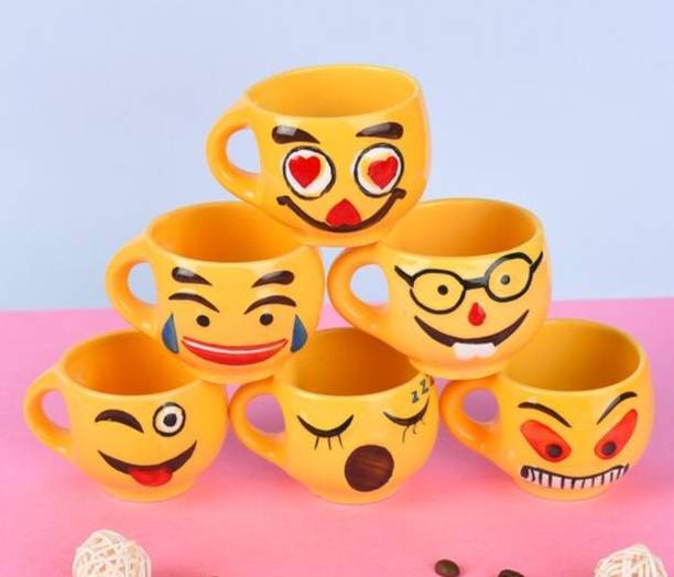 OriginalCeramics Pack of 6 Ceramic Beautiful Emoji Cups