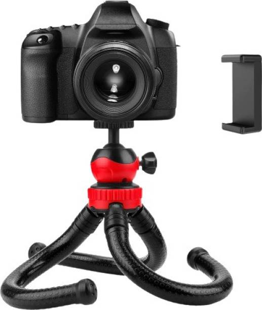 ATSolutions 12 Inch Tripod with Flexible Stand, Octopus Camera Tripod Bundle with 360 Degree Detachable Ball Head and Mobile Phone Holder for Mobile Phones and Camera, DSLR and GoPro Tripod (Black-Red) Tripod (Black, Red, Supports Up to 1500 g) 3 Axis Gimbal for Camera, Mobile