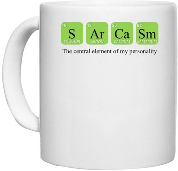 UDNAG White Ceramic Coffee / Tea 'Element | S Ar Ca Sm the central element of my personality' Perfect for Gifting [330ml] Ceramic Coffee Mug