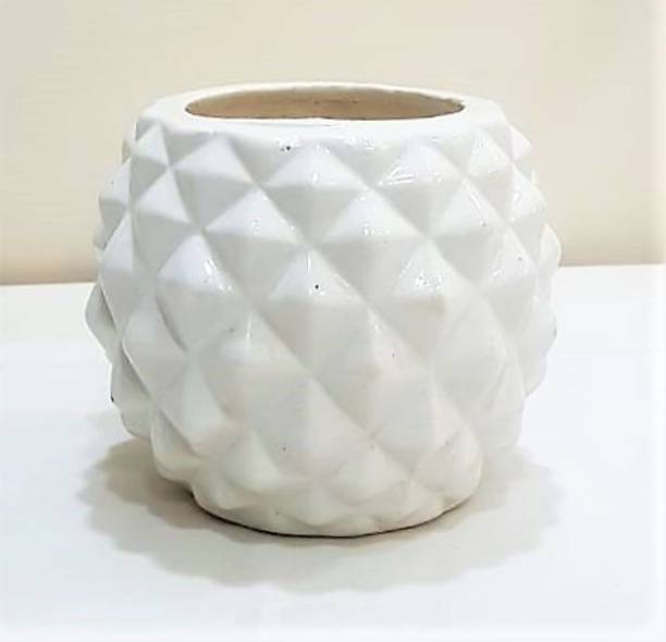 Your Local Store White Diamond Shape Ceramic Planter Indoor Outdoor Flower Pot Plant Container Set