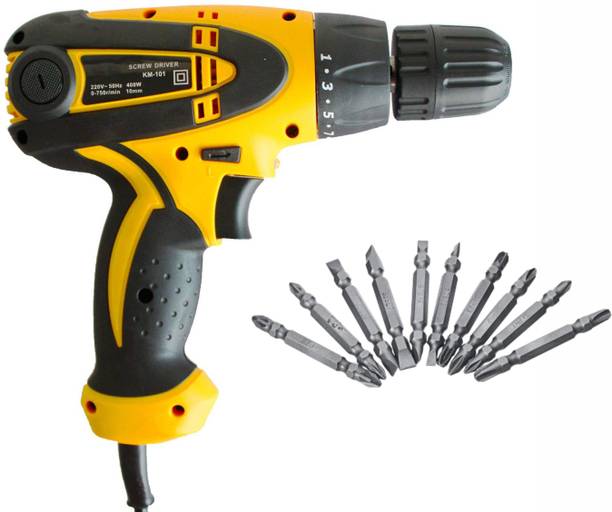 XDLB 10 mm Screw Gun with Ph +- Drill bit set SGN03 Reverse Forward and Torque Adjustment System SD58tr Plastic Compact Screwdriver Cum Drill SGN Machine with PH+- Drill Bit set (Variant color)03 Collated Screw Gun